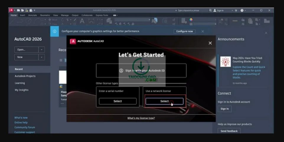 kích hoạt AutoCAD 2026