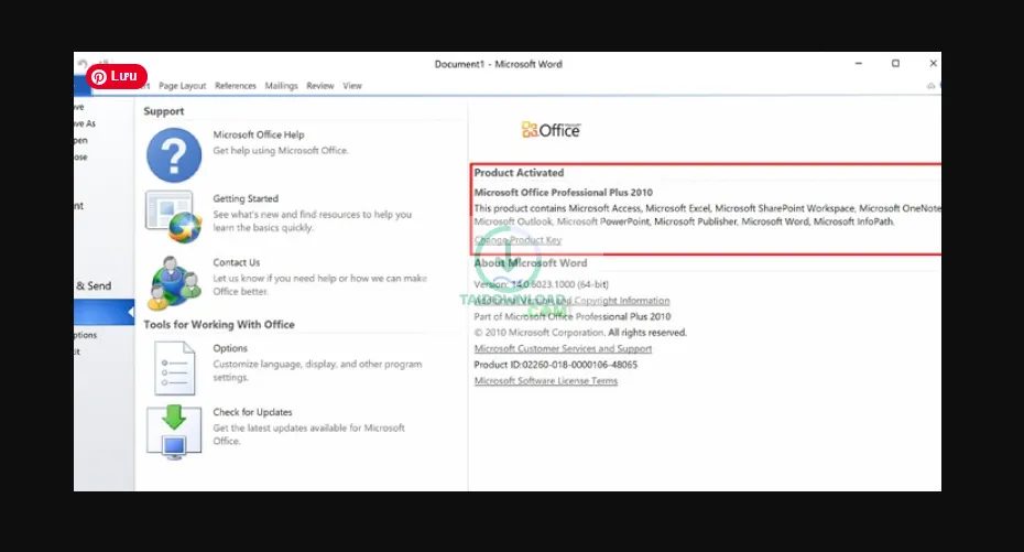 kích hoạt thành công Office 2010