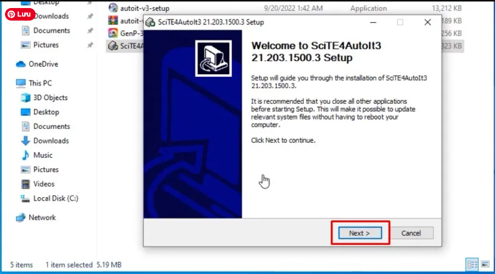 cài đặt SciTE4Autoit3