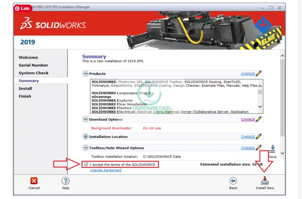 Hướng dẫn cài đặt phần mềm SolidWorks 2019 chi tiết (hình 11) Hướng dẫn cài đặt phần mềm SolidWorks 2019 chi tiết (hình 11)