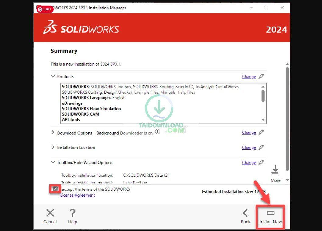 quá trình cài đặt Solidworks 2026 diễn ra