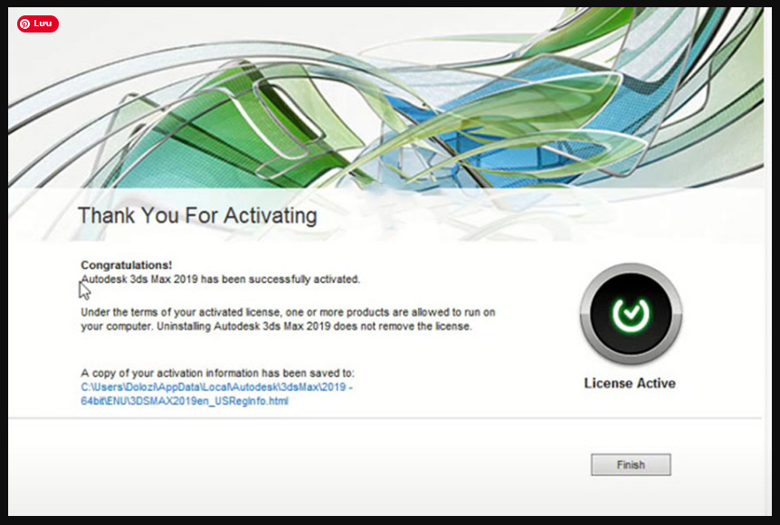 Kích hoạt bản quyền thành công phần mềm Autodesk 3DS Max 2019