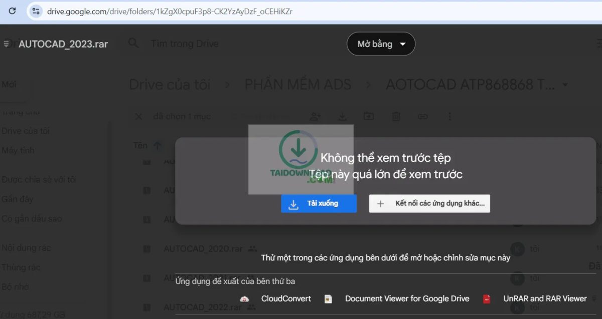 link tải AutoCAD 2023 google drive