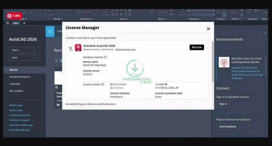 đã kích hoạt AutoCAD 2026 thành công