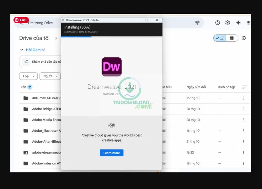 cài đặt Dreamweaver 2023