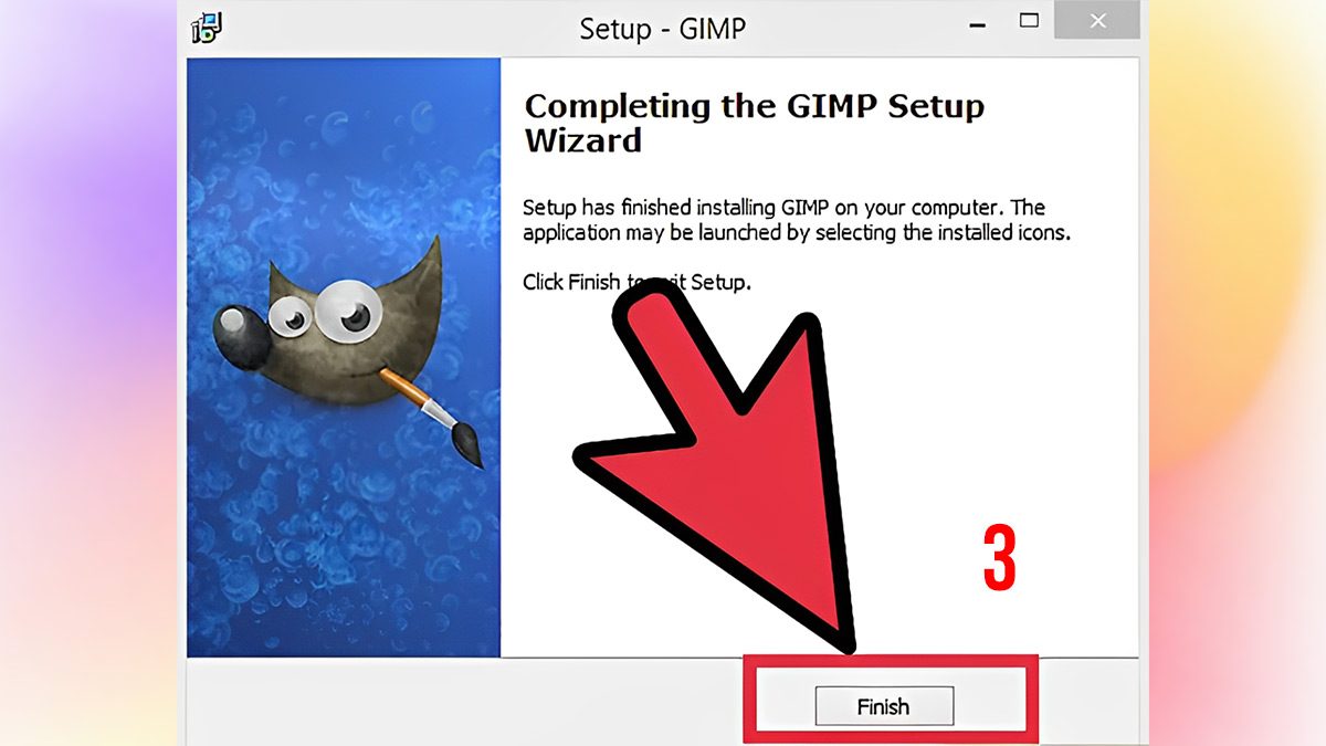 kết thúc cài đặt GIMP 3.0