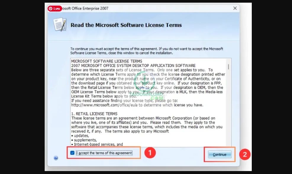 cài đặt Office 2007