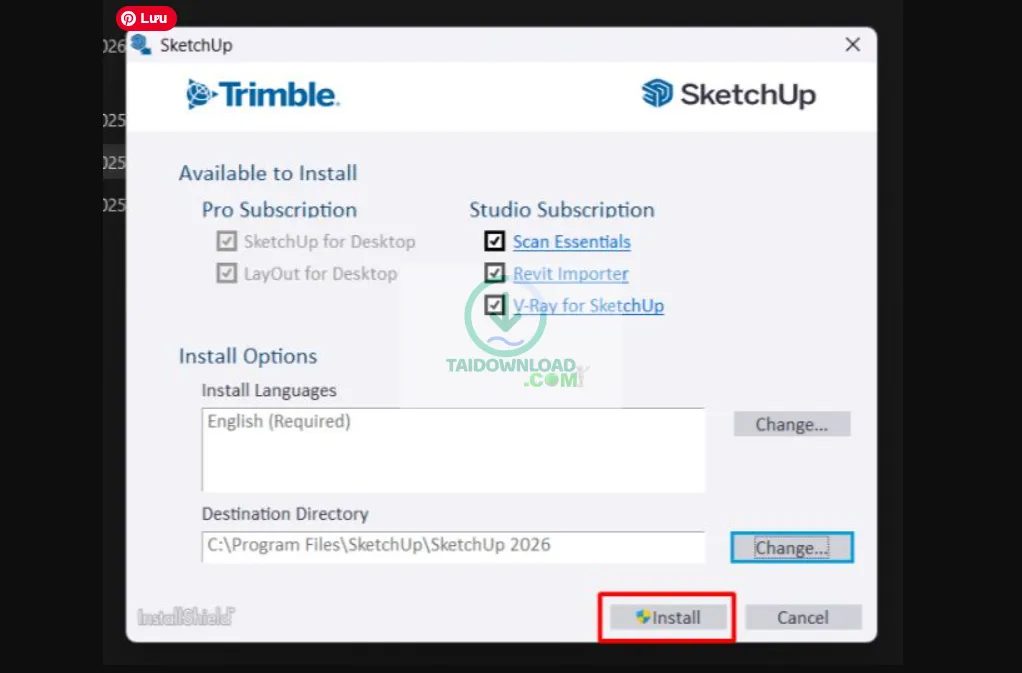 cài đặt SketchUp 2026