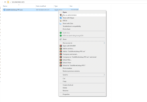 Cài đặt solidworks 2025