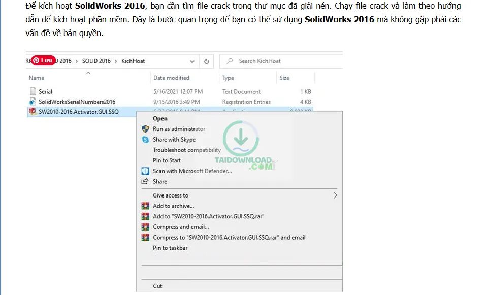 Hướng Dẫn Active Solidword 2016 Hướng Dẫn Active Solidword 2016