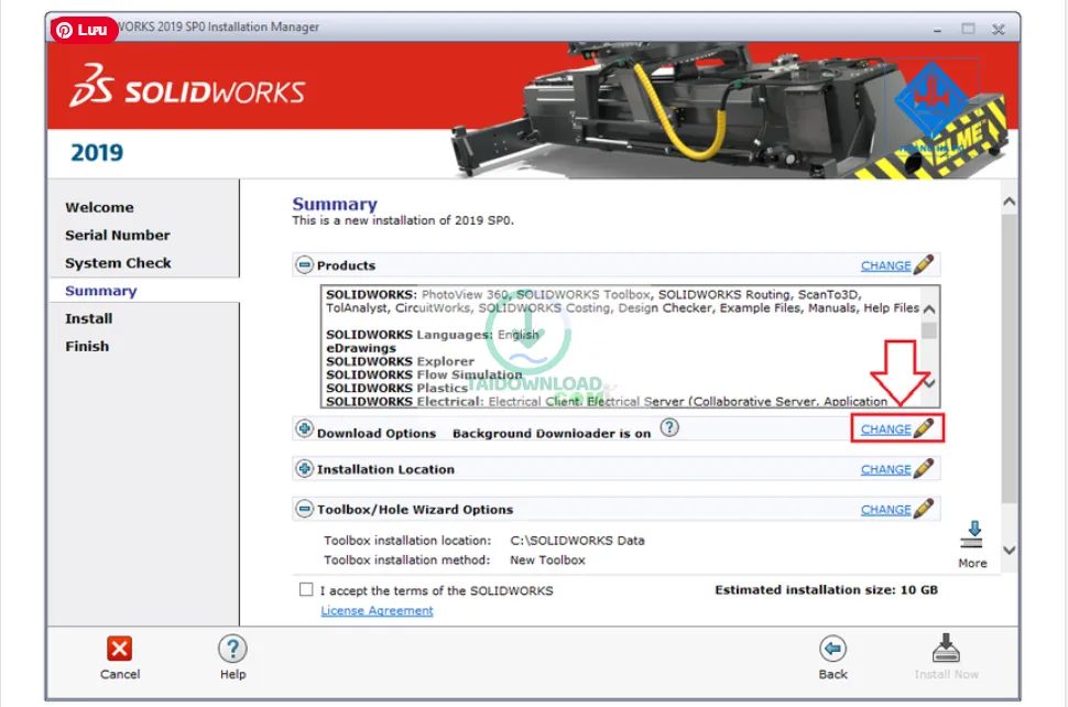 Hướng dẫn cài đặt phần mềm SolidWorks 2019 chi tiết (hình 9) Hướng dẫn cài đặt phần mềm SolidWorks 2019 chi tiết (hình 9)
